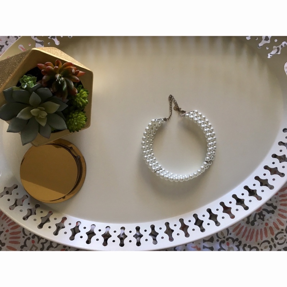 Gothic 3-Tier Simulated Pearl Choker